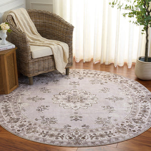 Safavieh Arizona Traditional Beige Ivory Floral Runner Rug — Low-Profile, Washable Polyester, Slip-Resistant Backing 2'-6" x 8'-0" ARZ304B-28
