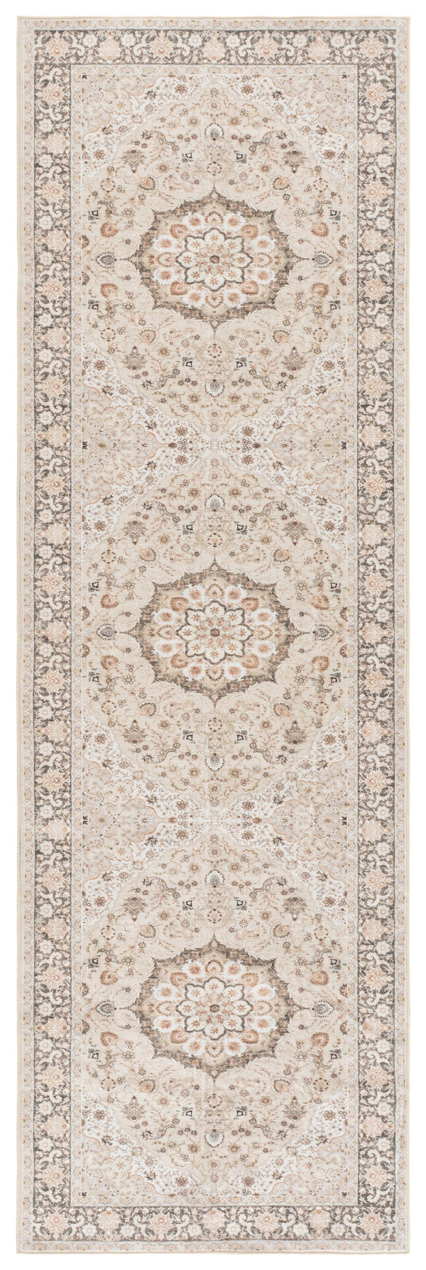 Safavieh Arizona Sage And Ivory Floral-Traditional Area Rug, Power-Loomed Polyester, Low Pile, Washable, Slip-Resistant Backing 4'-0" x 6'-0" ARZ306W-4