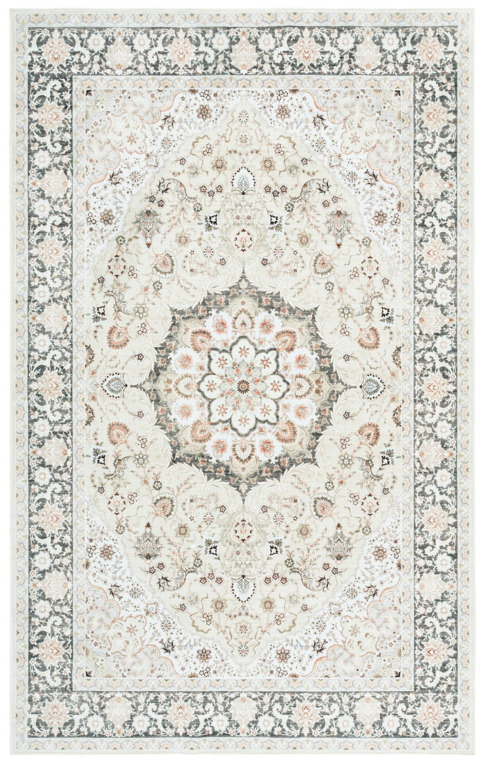 Safavieh Arizona Timeless Sage And Ivory Floral Area Rug — Power-Loomed Polyester, Low Pile, Washable, Slip-Resistant Floor Accent 3'-0" x 5'-0" ARZ306W-3