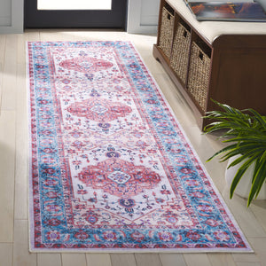 Safavieh Arizona Elegant Area Rug - Timeless Design, Durable Polyester, Washable, Slip-resistant Comfort Ivory ,Light Blue Polyester Arz314a-8