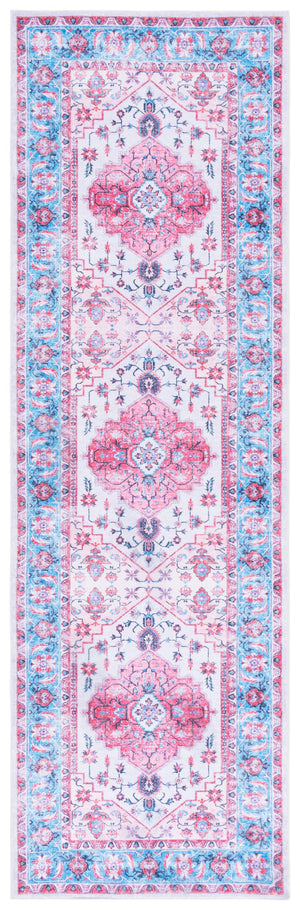 Safavieh Arizona Traditional Style Runner Area Rug - Elegant Ivory & Light Blue Design For Hallways & Rooms Ivory ,Light Blue Polyester Arz314a-28