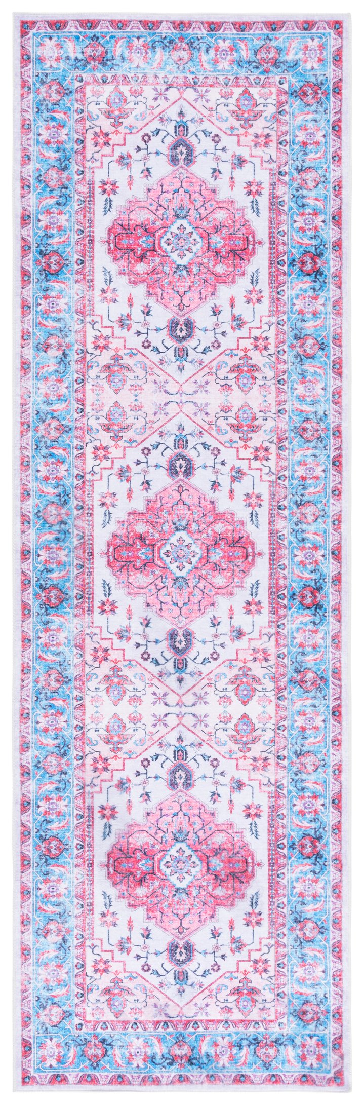 Safavieh Arizona Elegant Area Rug - Timeless Design, Durable Polyester, Washable, Slip-resistant Comfort Ivory ,Light Blue Polyester Arz314a-8