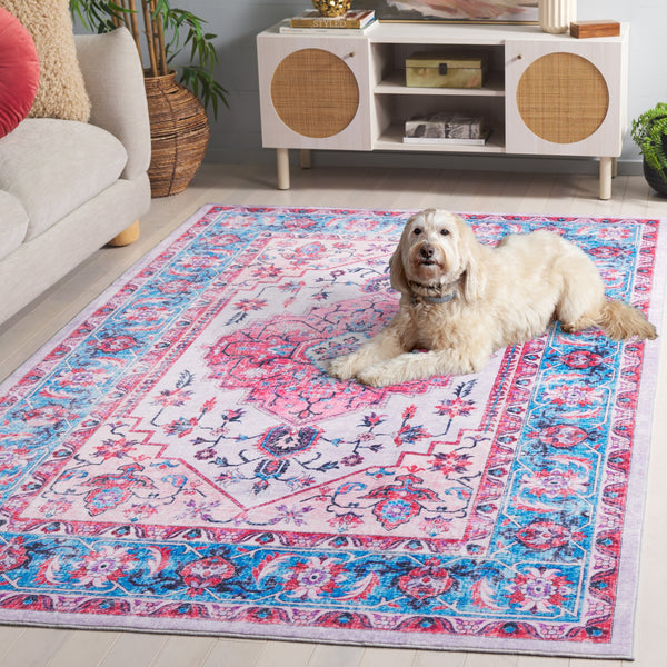 Safavieh Arizona Serene Ivory And Light Blue Runner Rug, Low-Profile Power-Loomed Polyester For Entryways 2'-6" x 9'-0" ARZ314A-29