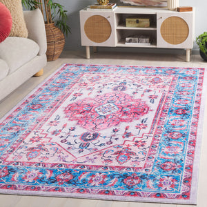 Safavieh Arizona Ivory & Light Blue Traditional Area Rug — Low-Profile, Washable Polyester, Slip-Resistant Finish 6'-0" x 8'-0" ARZ314A-68