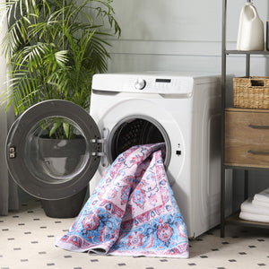 Safavieh Arizona Elegant Area Rug - Timeless Design, Durable Polyester, Washable, Slip-resistant Comfort Ivory ,Light Blue Polyester Arz314a-8