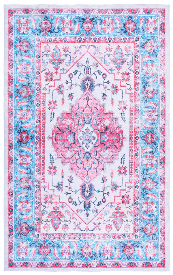 Safavieh Arizona Ivory & Light Blue Traditional Area Rug — Low-Profile, Washable Polyester, Slip-Resistant Finish 6'-0" x 8'-0" ARZ314A-68