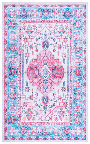 Safavieh Arizona Elegant Area Rug - Timeless Design, Durable Polyester, Washable, Slip-resistant Comfort Ivory ,Light Blue Polyester Arz314a-8