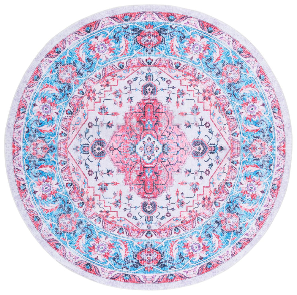 Safavieh Arizona Elegant Area Rug - Timeless Design, Durable Polyester, Washable, Slip-resistant Comfort Ivory ,Light Blue Polyester Arz314a-8