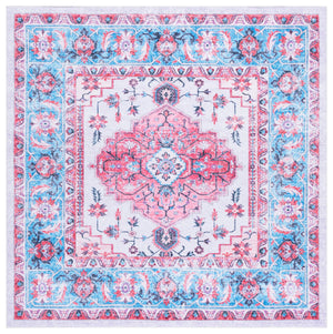 Safavieh Arizona Elegant Area Rug - Timeless Design, Durable Polyester, Washable, Slip-resistant Comfort Ivory ,Light Blue Polyester Arz314a-8