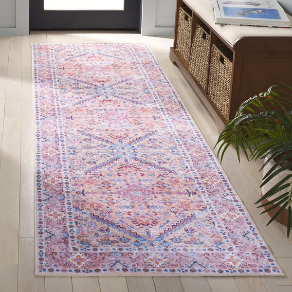 Safavieh Arizona Traditional Area Runner Rug - Elegant Beige & Pink Design For Timeless Home Décor Beige ,Pink Polyester Arz315b-28