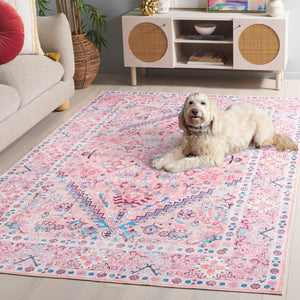 Safavieh Arizona Elegant Area Rug With Traditional Patterns, Washable Design, Durable Polyester Craftsmanship Beige ,Pink Polyester Arz315b-4