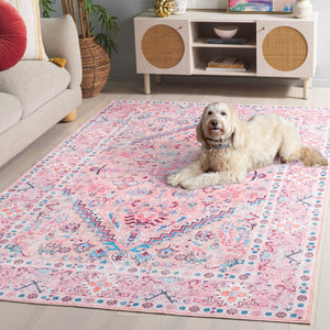 Safavieh Arizona Elegant Beige And Pink Traditional Area Rug — Low-Profile Polyester, Washable, Slip-Resistant, Durable 5'-0" x 8'-0" ARZ315B-5