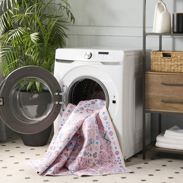 Safavieh Arizona Elegant Area Rug With Traditional Patterns, Washable Design, Durable Polyester Craftsmanship Beige ,Pink Polyester Arz315b-4