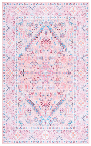Safavieh Arizona Square Area Rug With Beige Pink Floral Motif, Low 1/4" Pile, Power‑Loomed Durable Polyester Finish 4'-0" x 4'-0" ARZ315B-4SQ