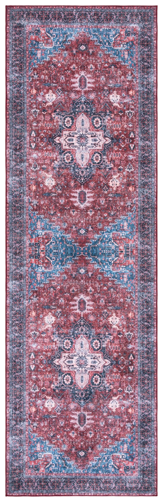 Safavieh Arizona Traditional Power Loomed Area Rug - Vibrant Colors, Durable, Washable & Slip-resistant Design Red ,Navy Polyester Arz316q-6