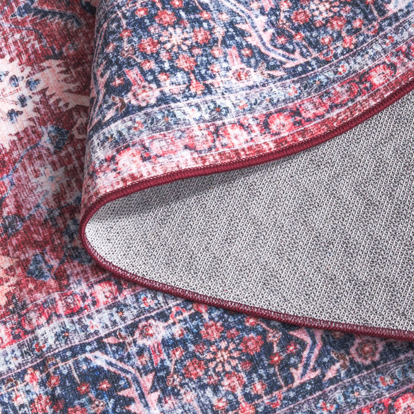 Safavieh Arizona Traditional Runner Rug In Bold Red And Navy - Stylish, Durable, Washable, Slip-resistant Design Red ,Navy Polyester Arz316q-5