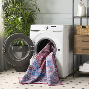 Safavieh Arizona Traditional Power Loomed Area Rug - Vibrant Colors, Durable, Washable & Slip-resistant Design Red ,Navy Polyester Arz316q-6