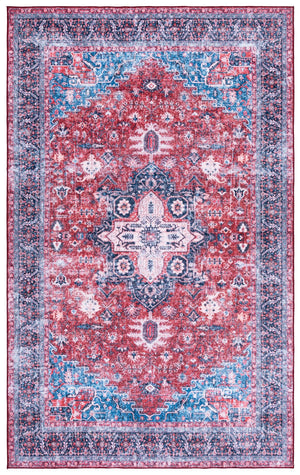 Safavieh Arizona Traditional Runner Rug In Bold Red And Navy - Stylish, Durable, Washable, Slip-resistant Design Red ,Navy Polyester Arz316q-5