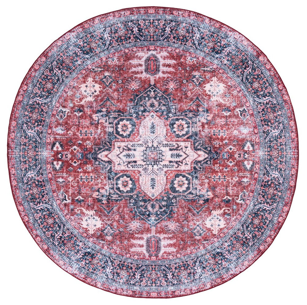 Safavieh Arizona Traditional Runner Rug In Bold Red And Navy - Stylish, Durable, Washable, Slip-resistant Design Red ,Navy Polyester Arz316q-6r