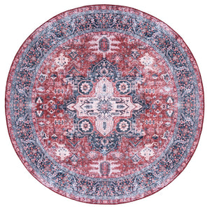 Safavieh Arizona Traditional Power Loomed Area Rug - Vibrant Colors, Durable, Washable & Slip-resistant Design Red ,Navy Polyester Arz316q-6