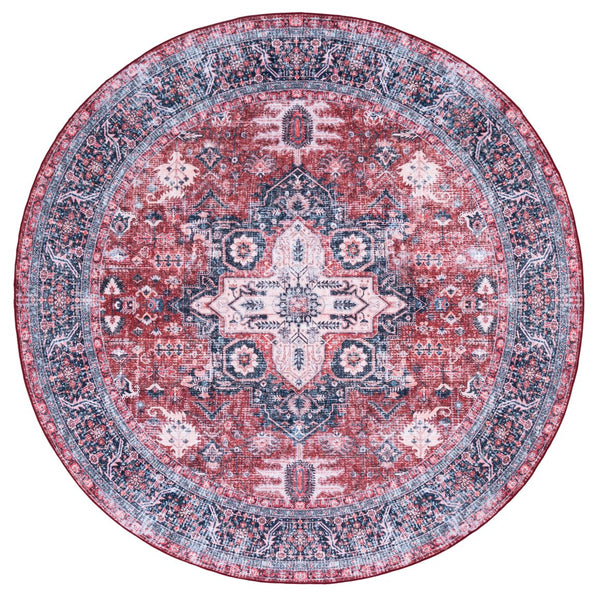 Safavieh Arizona Traditional Power Loomed Area Rug - Vibrant Colors, Durable, Washable & Slip-resistant Design Red ,Navy Polyester Arz316q-6