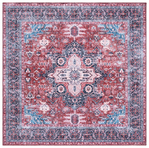 Safavieh Arizona Traditional Runner Rug In Bold Red And Navy - Stylish, Durable, Washable, Slip-resistant Design Red ,Navy Polyester Arz316q-6sq