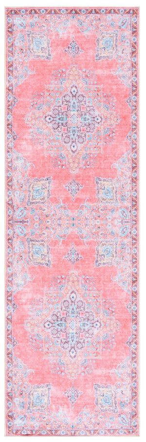 Safavieh Arizona Elegant Runner Rug In Soft Shades Of Pink And Beige – Durable, Washable, And Stylish Decor Pink ,Beige Polyester Arz318u-28