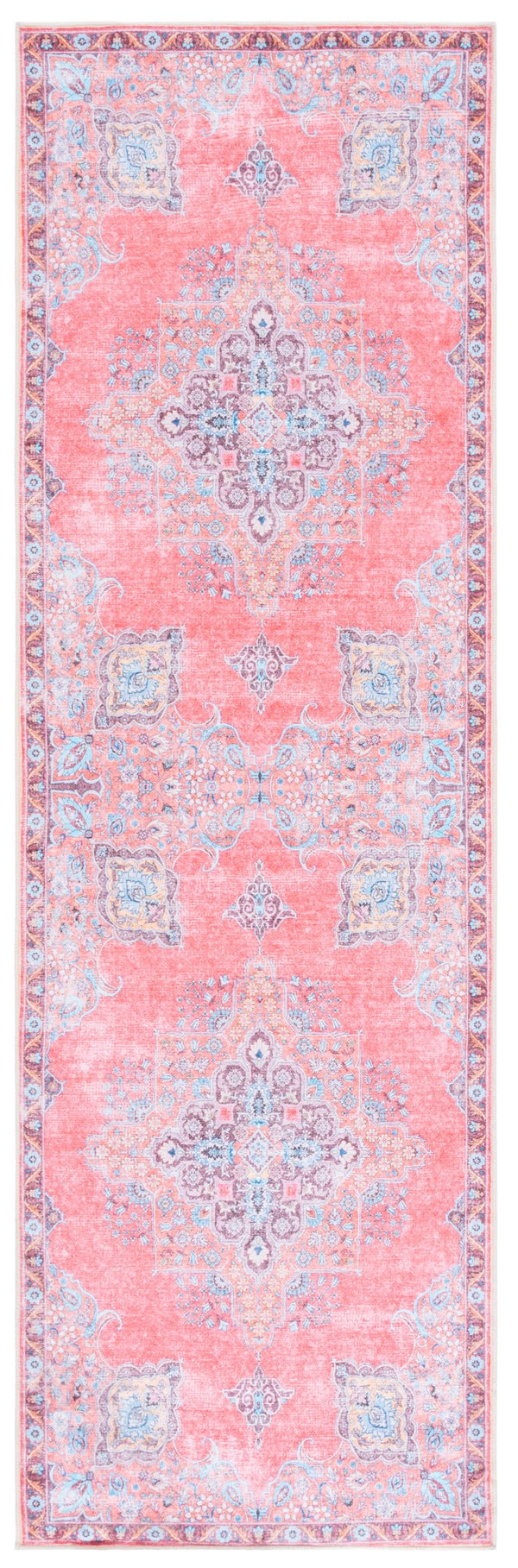 Safavieh Arizona Elegant Runner Rug In Soft Shades Of Pink And Beige – Durable, Washable, And Stylish Decor Pink ,Beige Polyester Arz318u-28