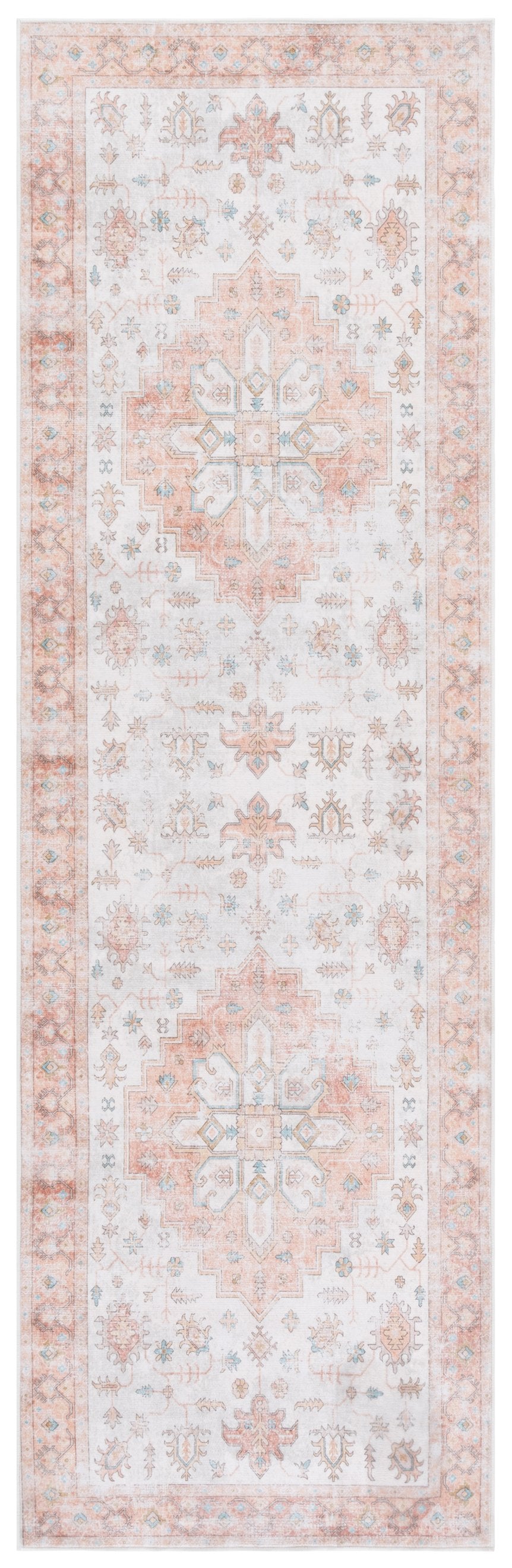 Safavieh Arizona Traditional Area Rug - Elegant Power Loomed Design, Durable Polyester, Wash Resistant, Safe Backing Beige ,Rust Polyester Arz319b-8