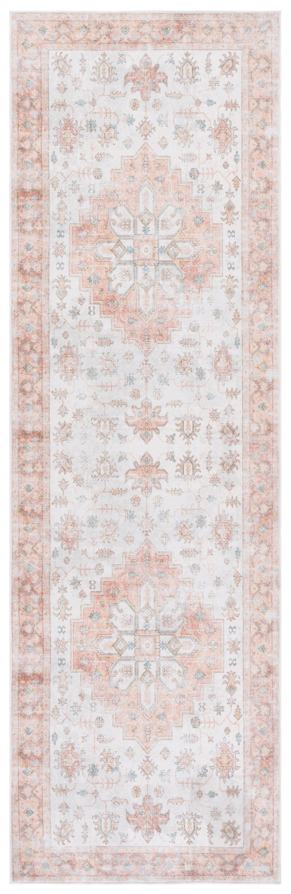 Safavieh Arizona Traditional Area Rug - Elegant Power Loomed Design, Durable Polyester, Wash Resistant, Safe Backing Beige ,Rust Polyester Arz319b-8