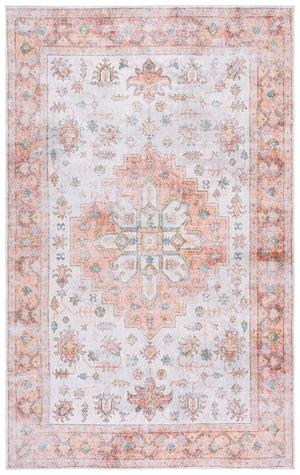 Safavieh Arizona Traditional Area Rug - Elegant Power Loomed Design, Durable Polyester, Wash Resistant, Safe Backing Beige ,Rust Polyester Arz319b-8