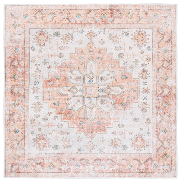 Safavieh Arizona Traditional Area Rug - Elegant Runner Design For Hallways, Durable And Stylish Polyester Beige ,Rust Polyester Arz319b-6sq