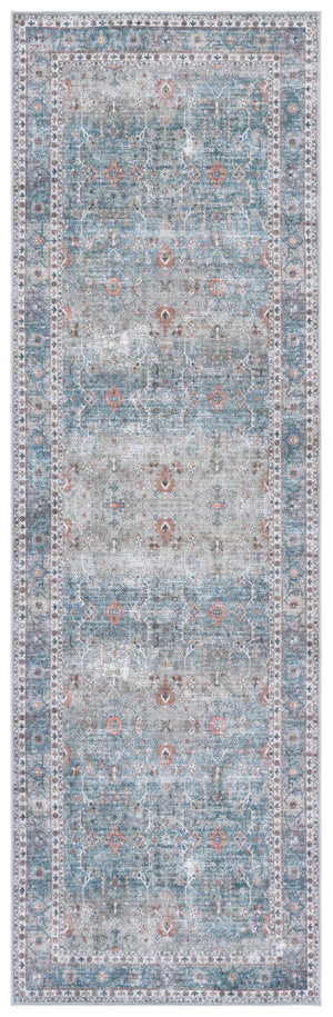 Safavieh Arizona Stylish Area Rug Runner - Teal And Beige For Hallways, Washable, Slip-resistant Design Teal ,Beige Polyester Arz322a-28