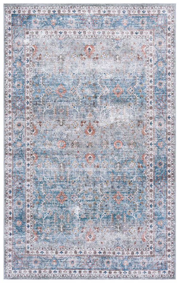 Safavieh Arizona Stylish Area Rug Runner - Teal And Beige For Hallways, Washable, Slip-resistant Design Teal ,Beige Polyester Arz322a-5