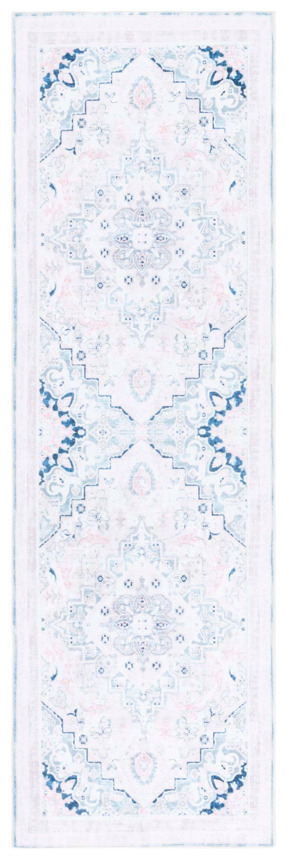 Safavieh Arizona Ivory And Aqua Minimalist Square Rug — Low-Profile, Machine-Washable Power-Loomed Accent Piece 4'-0" x 4'-0" ARZ324A-4SQ