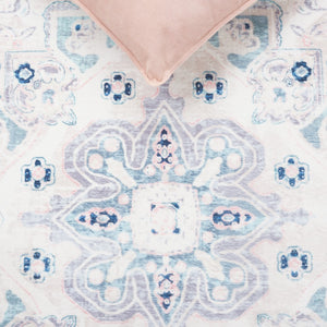 Safavieh Arizona 324 Power Loomed Traditional Rug Ivory / Aqua Polyester