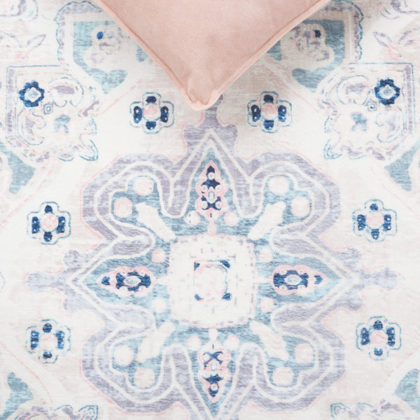 Safavieh Arizona 324 Power Loomed Traditional Rug Ivory / Aqua Polyester