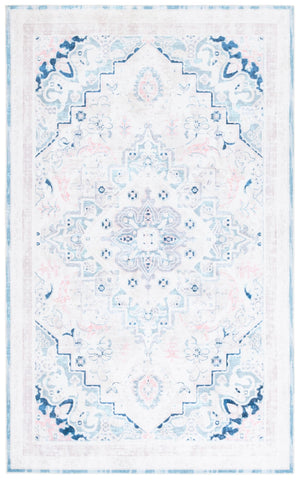 Safavieh Arizona 324 Power Loomed Traditional Rug Ivory / Aqua Polyester