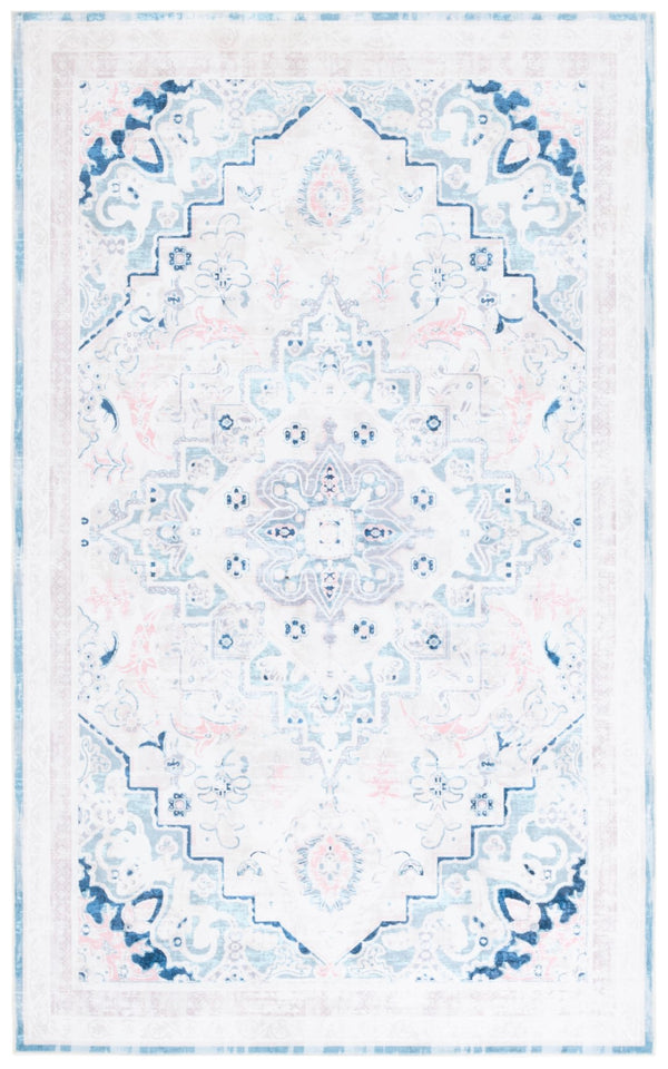 Safavieh Arizona 324 Power Loomed Traditional Rug Ivory / Aqua Polyester