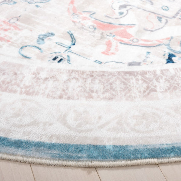 Safavieh Arizona 324 Power Loomed Traditional Rug Ivory / Aqua Polyester