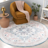 Safavieh Arizona 324 Power Loomed Traditional Rug Ivory / Aqua Polyester