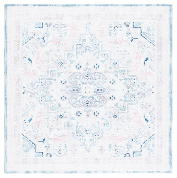 Safavieh Arizona 324 Power Loomed Traditional Rug Ivory / Aqua Polyester