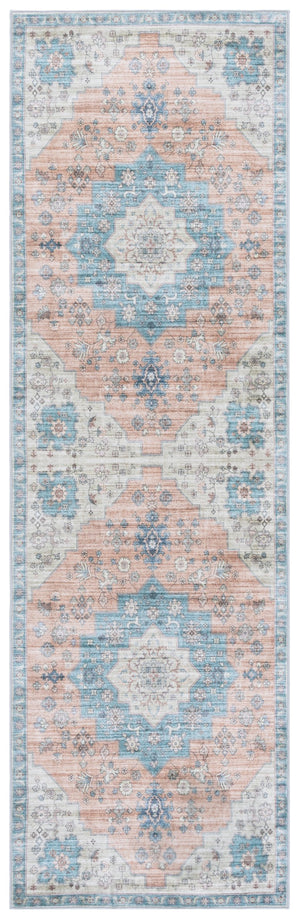 Safavieh Arizona Traditional Runner Rug In Elegant Brown And Teal, Washable, Slip Resistant For Any Space Light Brown ,Teal Polyester Arz327t-28