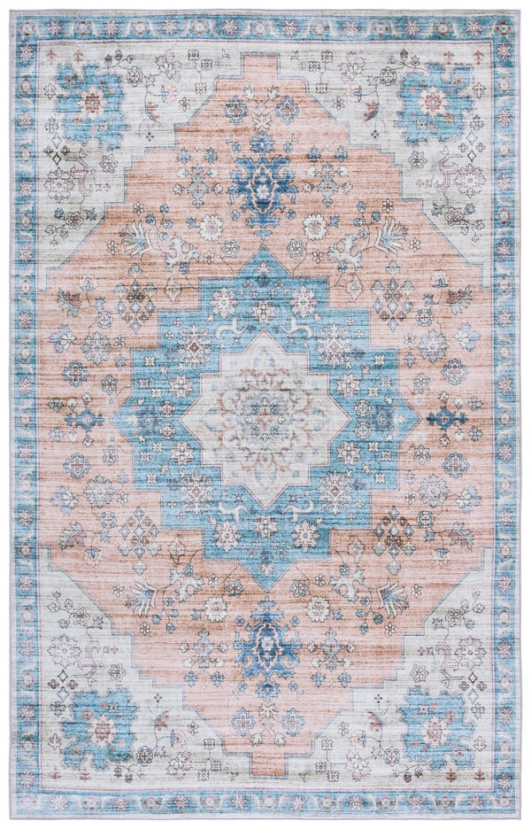 Safavieh Arizona Traditional Runner Rug In Elegant Brown And Teal, Washable, Slip Resistant For Any Space Light Brown ,Teal Polyester Arz327t-5