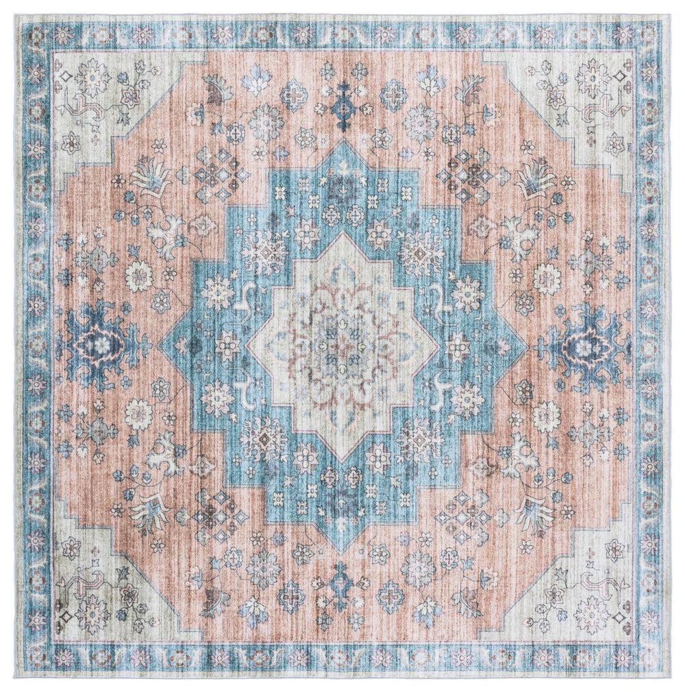 Safavieh Arizona Traditional Runner Rug In Elegant Brown And Teal, Washable, Slip Resistant For Any Space Light Brown ,Teal Polyester Arz327t-6r