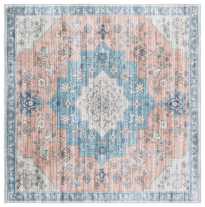 Safavieh Arizona Traditional Runner Rug In Elegant Brown And Teal, Washable, Slip Resistant For Any Space Light Brown ,Teal Polyester Arz327t-6sq