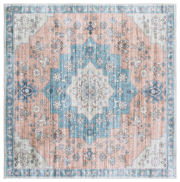 Safavieh Arizona Traditional Runner Rug In Elegant Brown And Teal, Washable, Slip Resistant For Any Space Light Brown ,Teal Polyester Arz327t-6sq