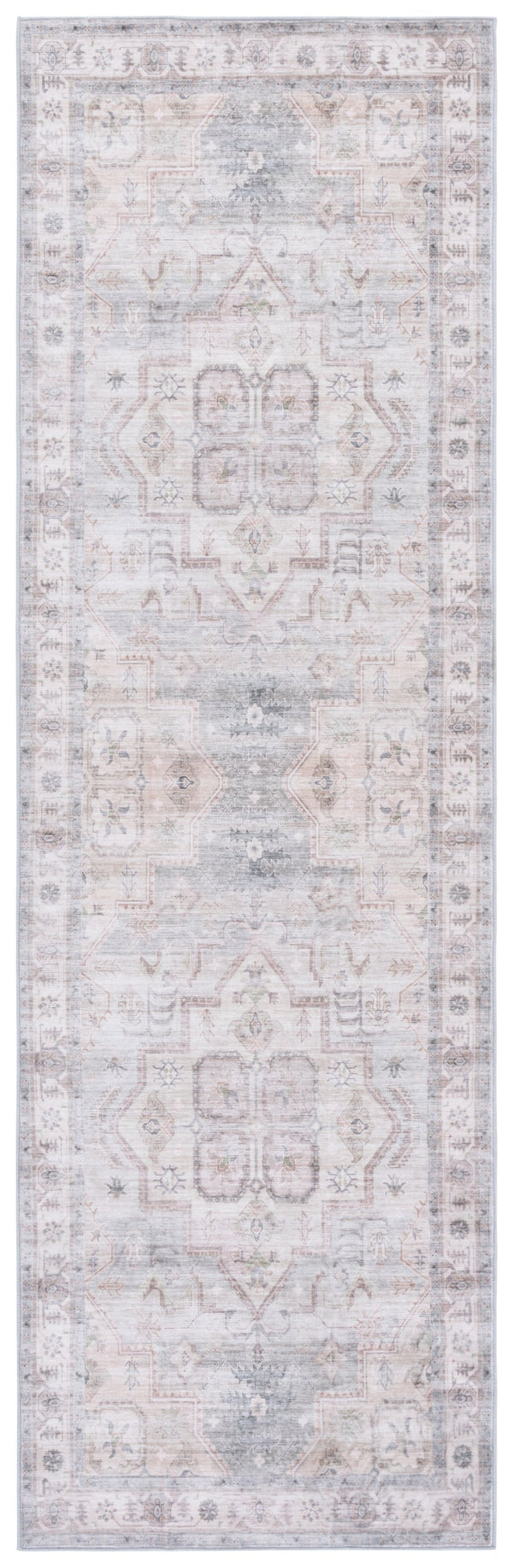 Safavieh Arizona Elegant Traditional Runner Rug In Soft Green And Beige - Washable, Slip-resistant Design Light Green ,Beige Polyester Arz328y-28