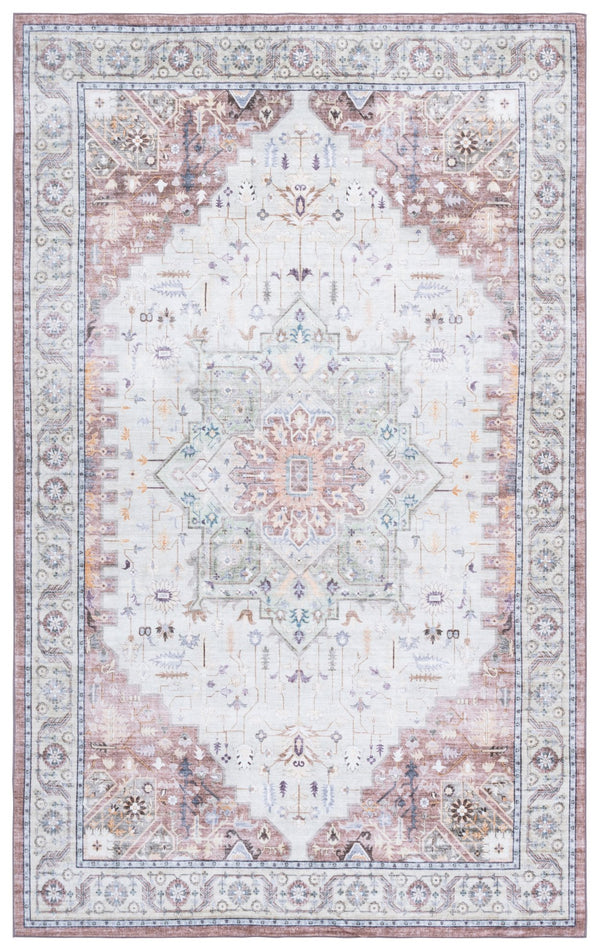 Safavieh Arizona Soft Beige Green Brown Area Rug — Power-Loomed Polyester, Washable, Slip-Resistant, Timeless Elegance 5'-0" x 8'-0" ARZ333B-5