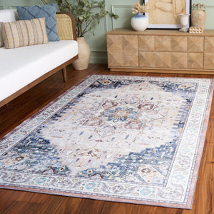 Safavieh Arizona Beige Ivory Area Rug — Low-Pile Traditional Design, Durable Polyester, Washable, Slip-Resistant Flooring Accent For Living Rooms And Dining Spaces 8'-0" x 10'-0" ARZ333C-8